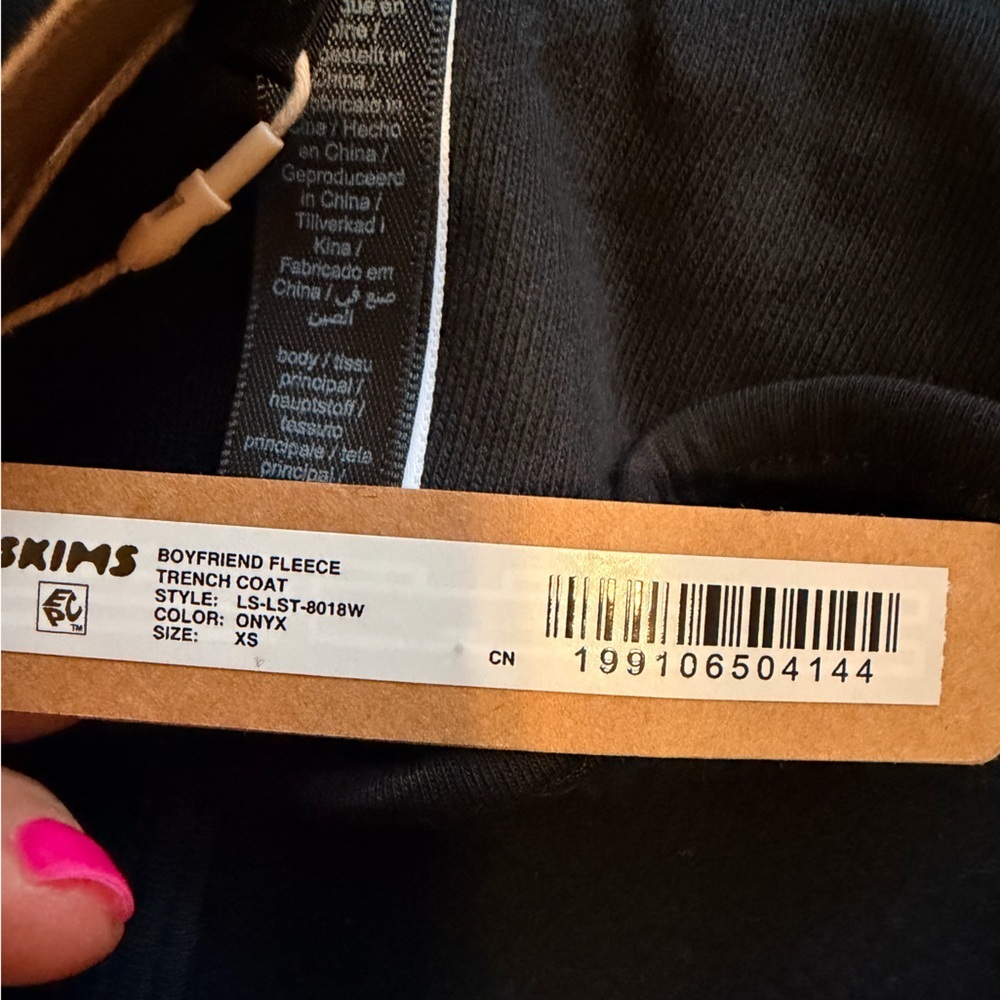 NWT SKIMS boyfriend fleece oversized trench coat size small in Onyx - Picture 11 of 14